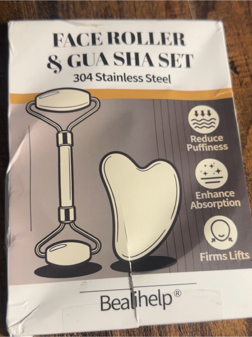 Stainless Steel Face Roller & Gua Sha Set - Cream